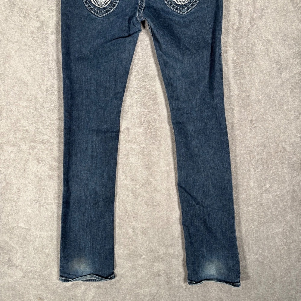 Vintage True Religion Womens Jeans Size 28 Dark Wash USA Rhinestone Embellished - Picture 9 of 16
